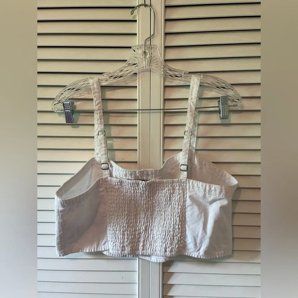 Abercrombie & Fitch Cropped Smocked Button White Cami Adjustable Size XL - Picture 9 of 13